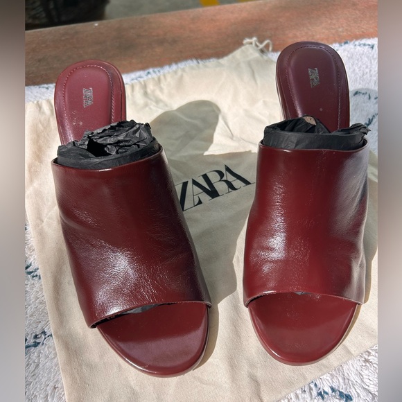 Zara Shoes - burgundy Zara leather mules